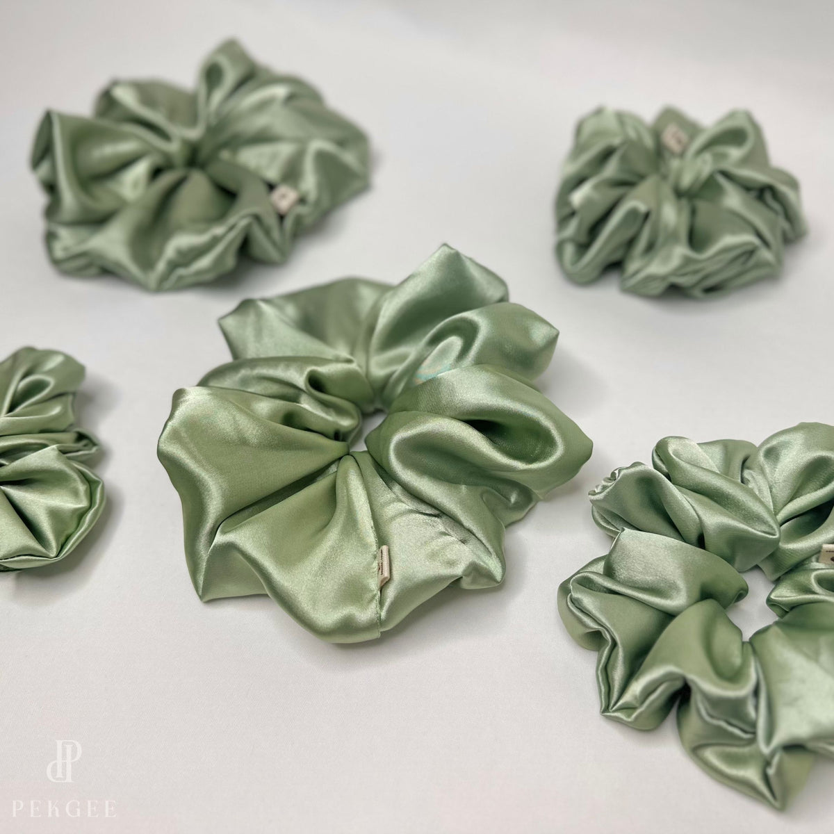 Signature Satin Scrunchies | Avocado Green