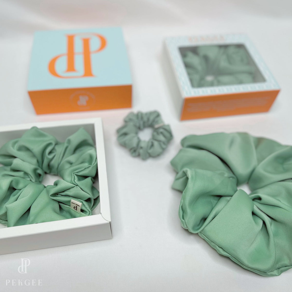 Signature Satin Scrunchies |  Sage Green