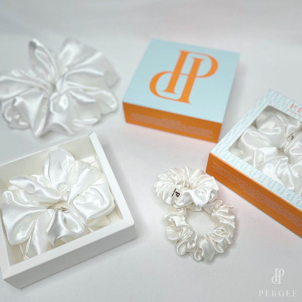 Signature Satin Scrunchies | Pearl White