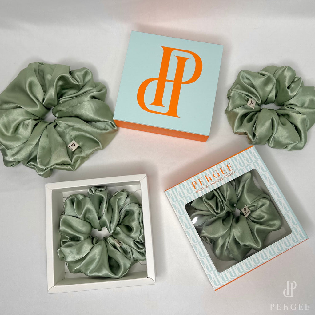 Signature Satin Scrunchies | Avocado Green