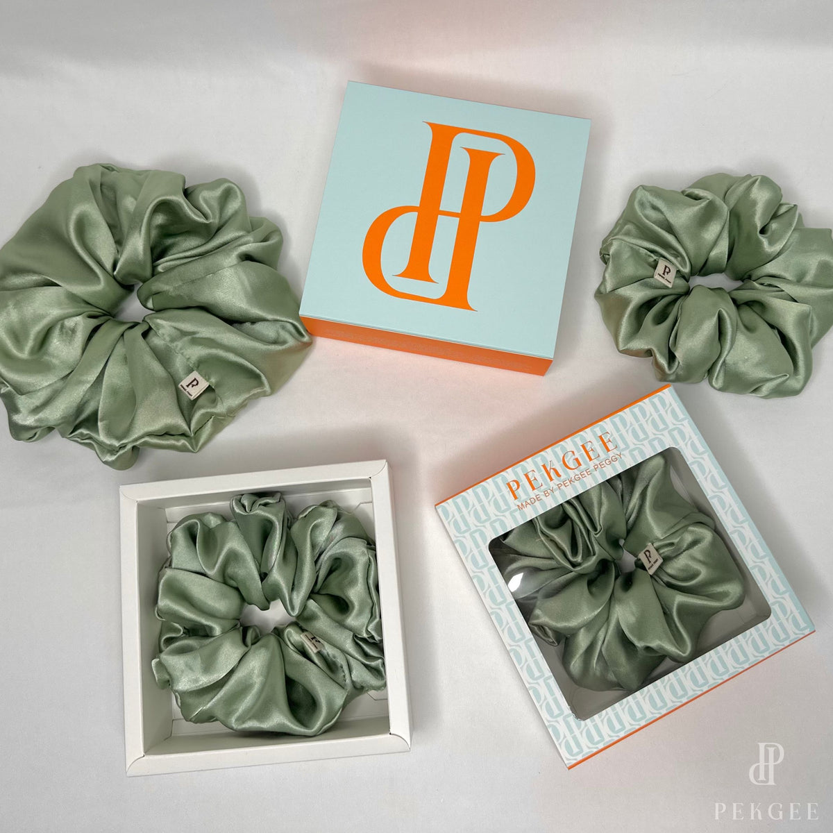 Signature Satin Scrunchies | Avocado Green