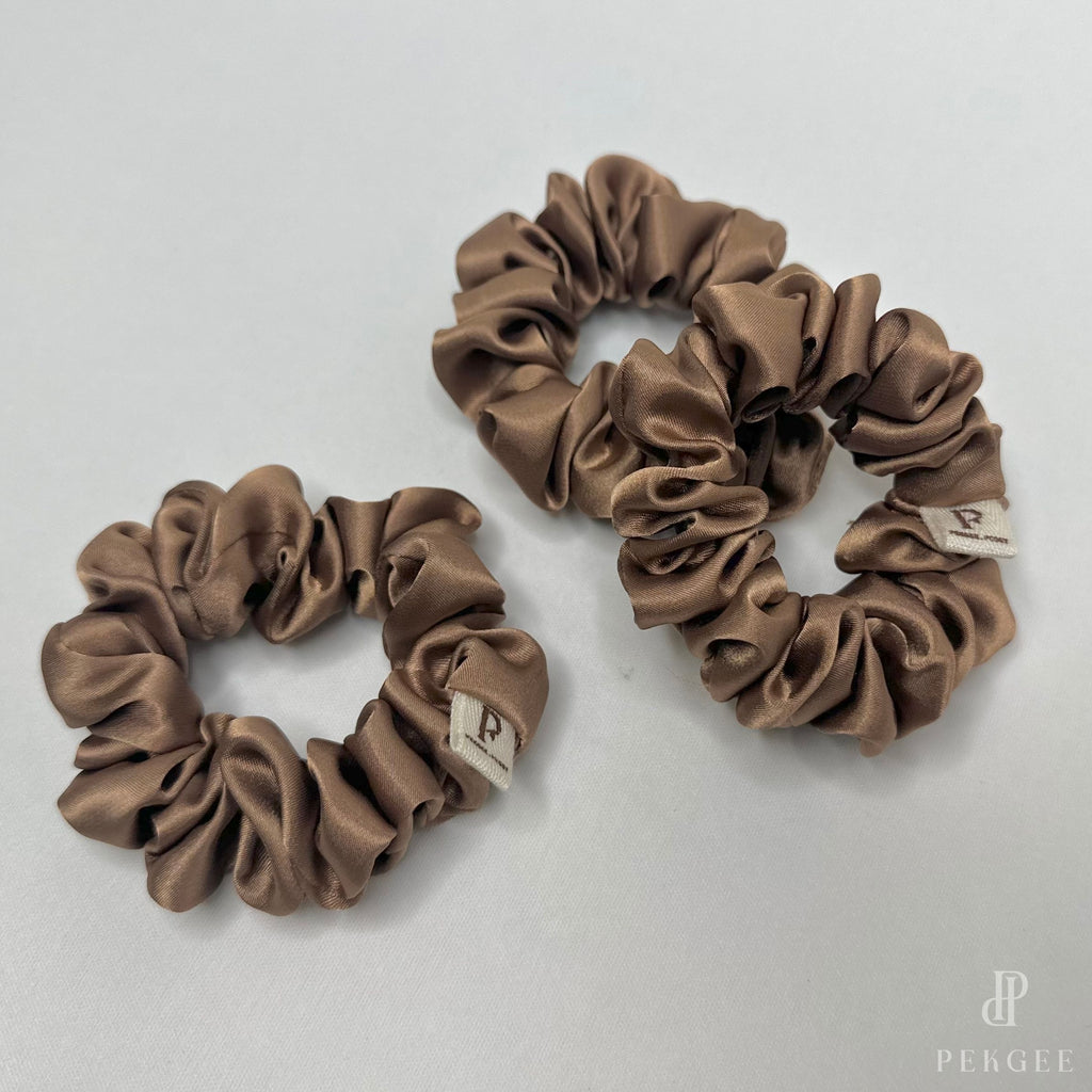 Signature Satin Scrunchies | Tawny Brown