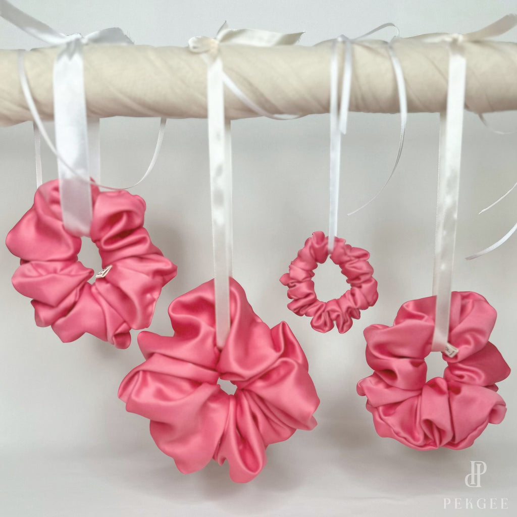 Signature Satin Scrunchies | Flamingo Pink