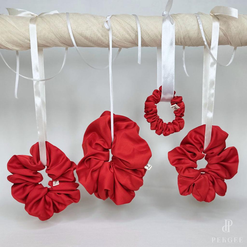 Signature Satin Scrunchies | Rose Red