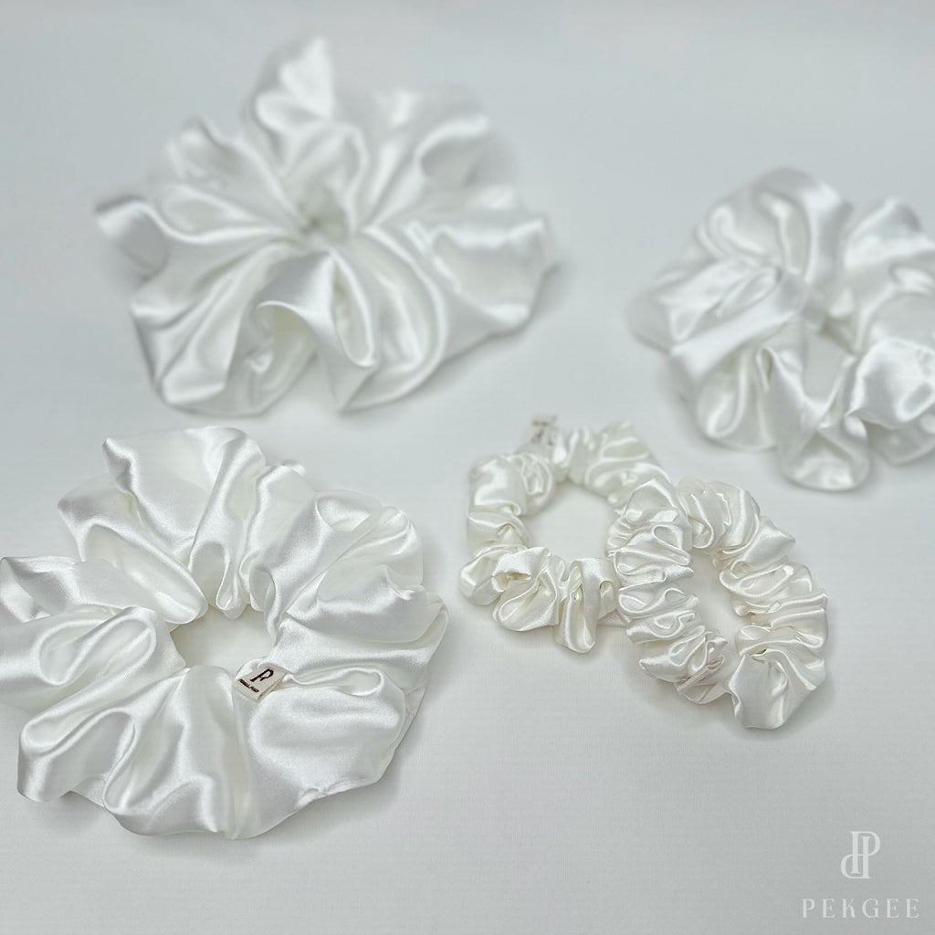 Signature Satin Scrunchies | Pearl White