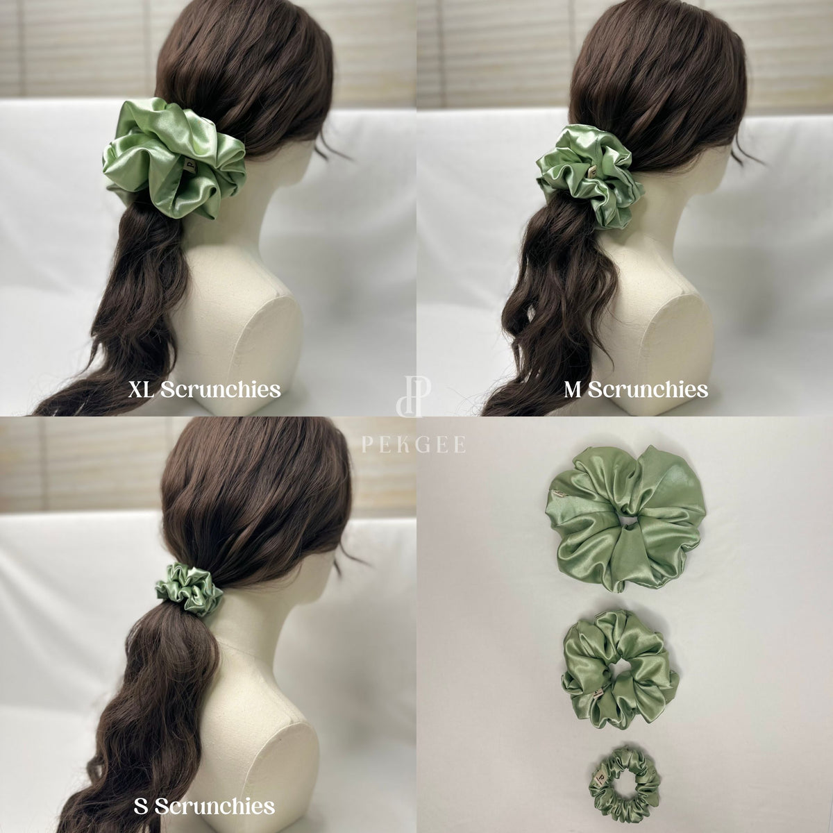 Signature Satin Scrunchies | Avocado Green