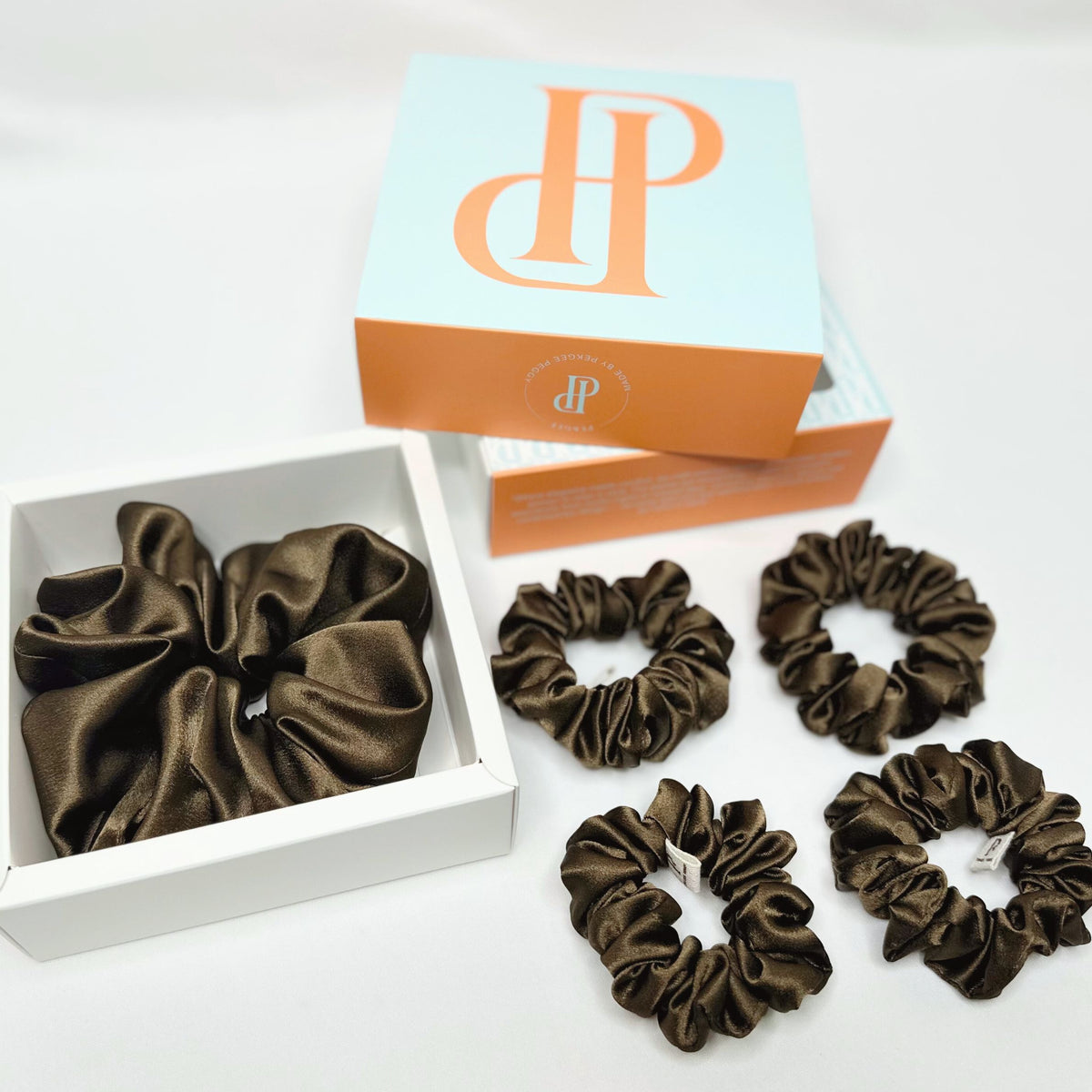 Signature Satin Scrunchies | Mocha Brown