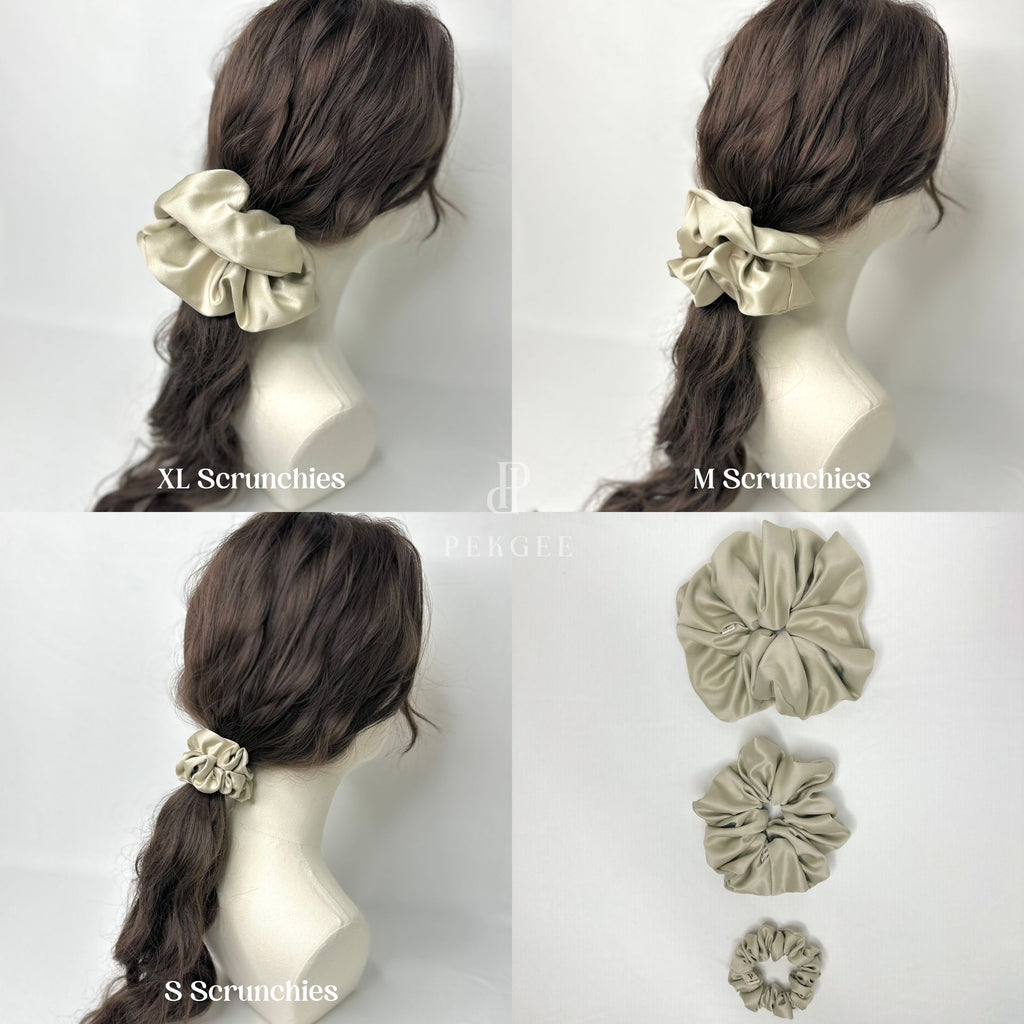 Signature Satin Scrunchies | Light Raffia