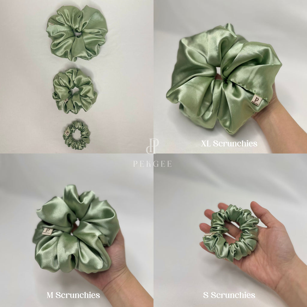 Signature Satin Scrunchies | Avocado Green