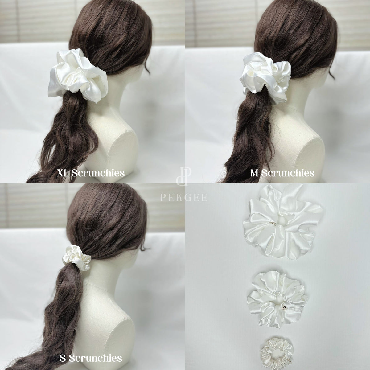 Signature Satin Scrunchies | Pearl White