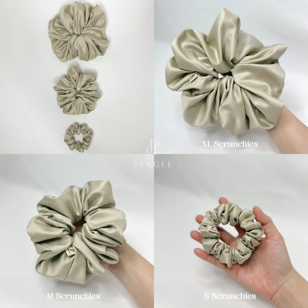 Signature Satin Scrunchies | Light Raffia