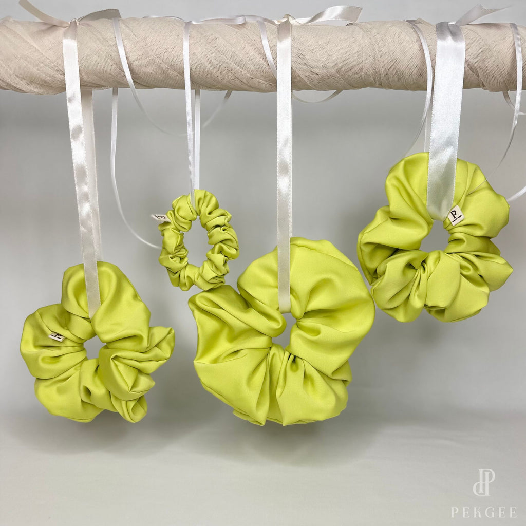 Signature Satin Scrunchies | Chartreuse Yellow