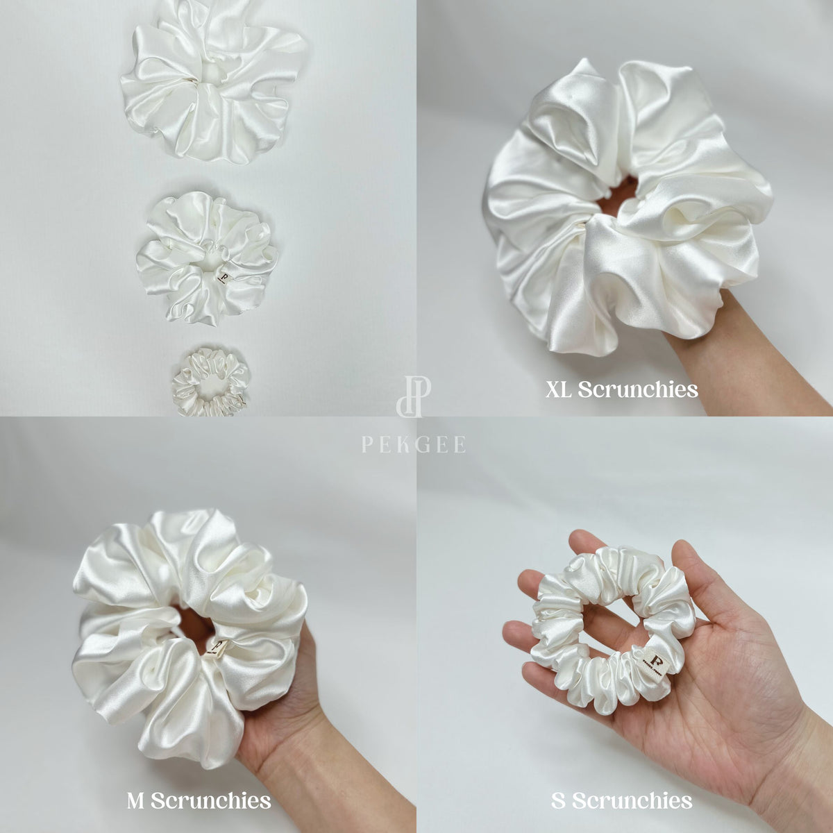 Signature Satin Scrunchies | Pearl White