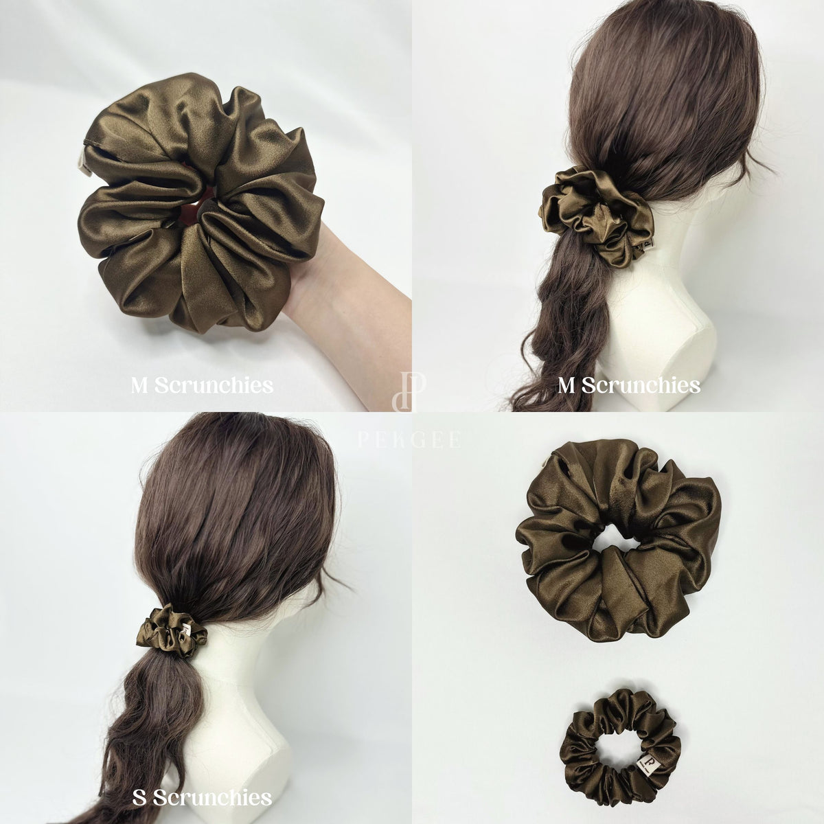 Signature Satin Scrunchies | Mocha Brown