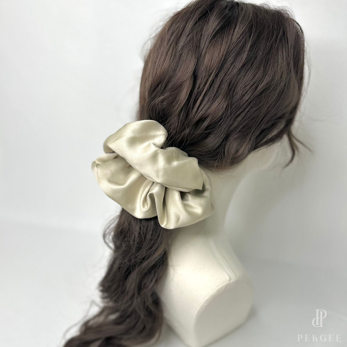 Signature Satin Scrunchies | Light Raffia