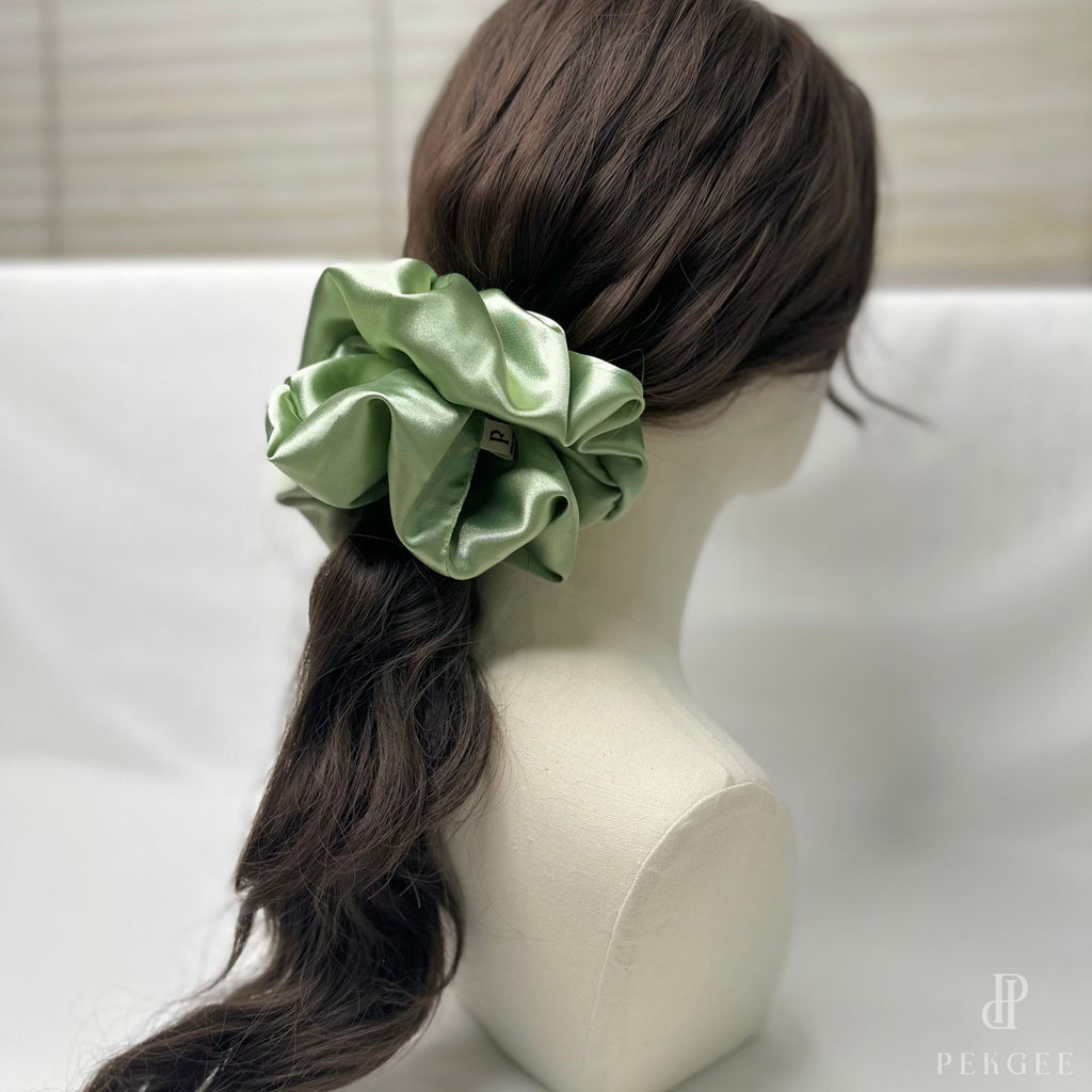 Signature Satin Scrunchies | Avocado Green