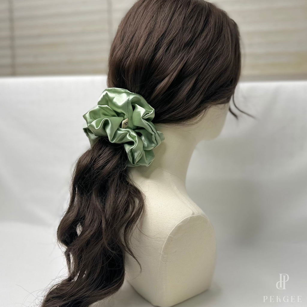 Signature Satin Scrunchies | Avocado Green