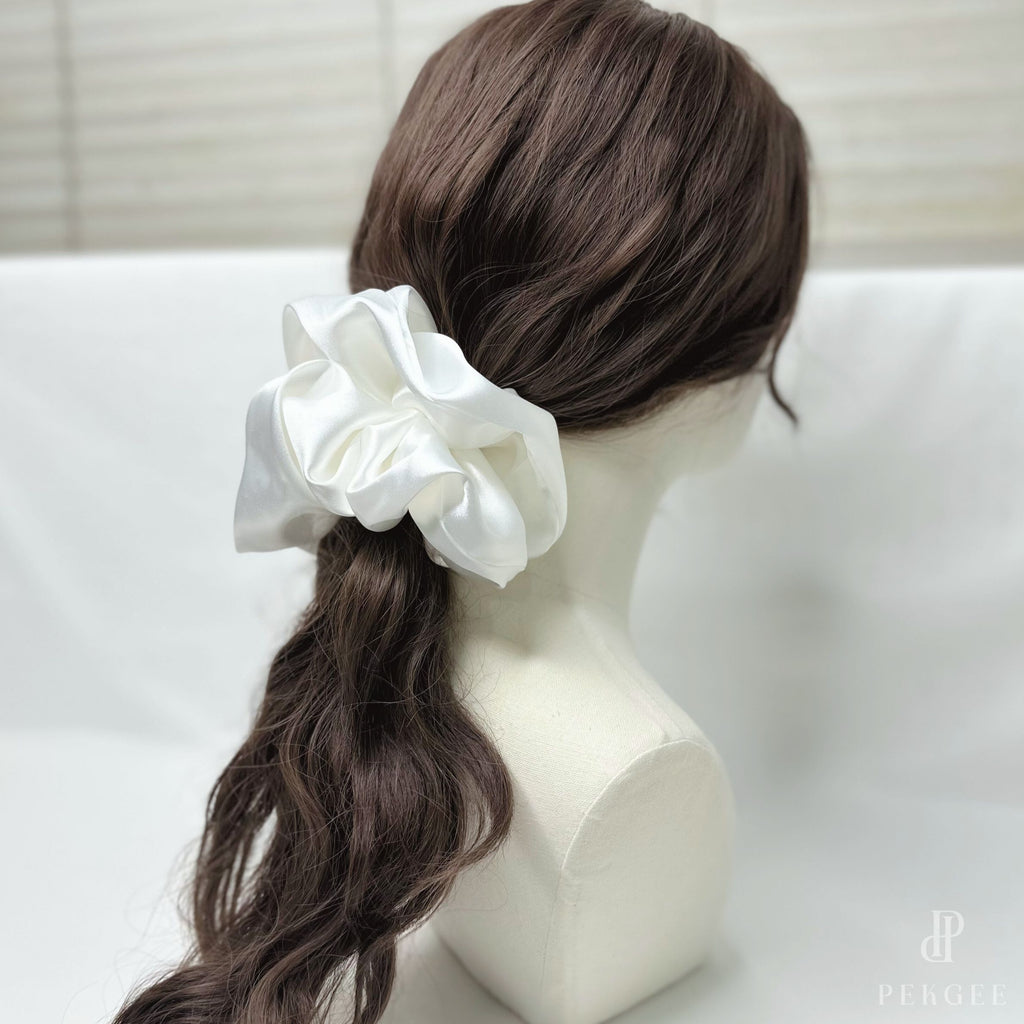 Signature Satin Scrunchies | Pearl White