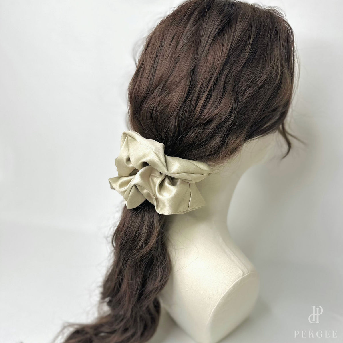 Signature Satin Scrunchies | Light Raffia