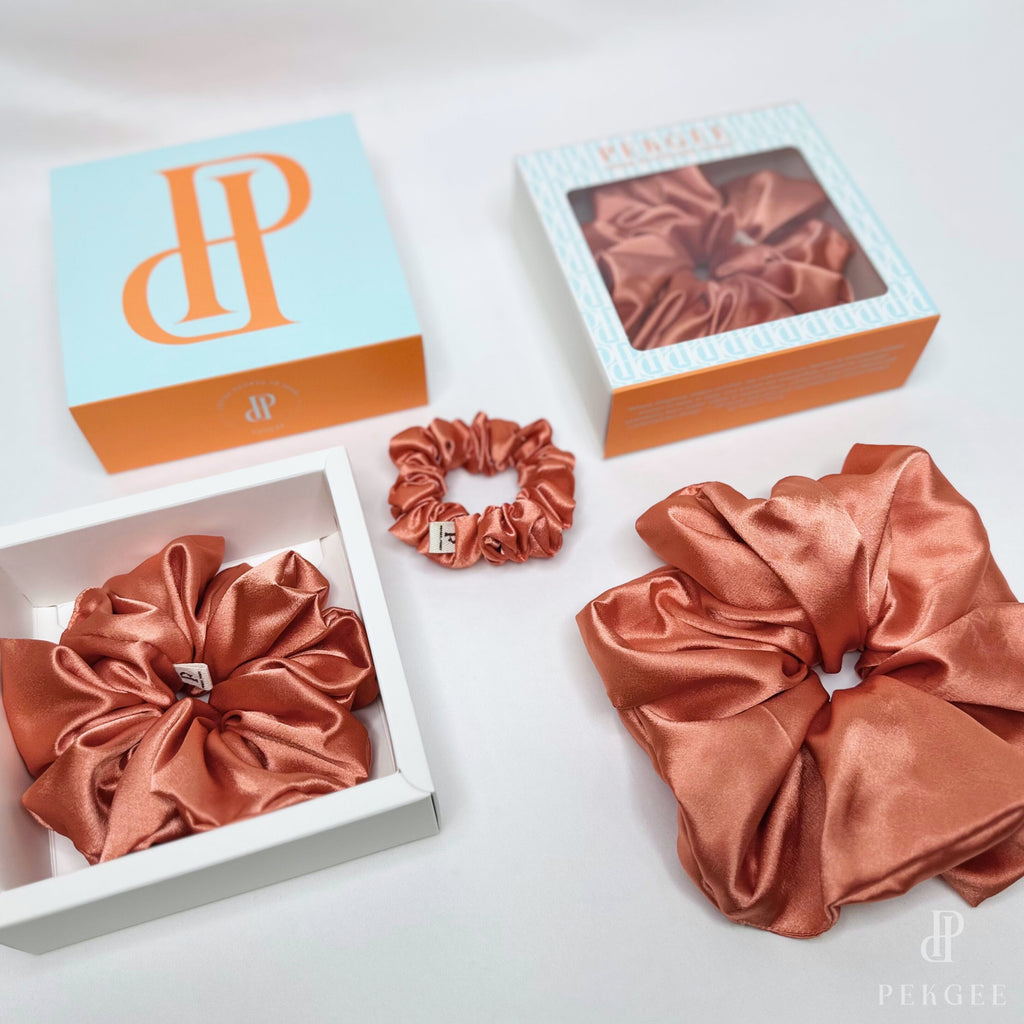 Signature Satin Scrunchies | Pumpkin Orange