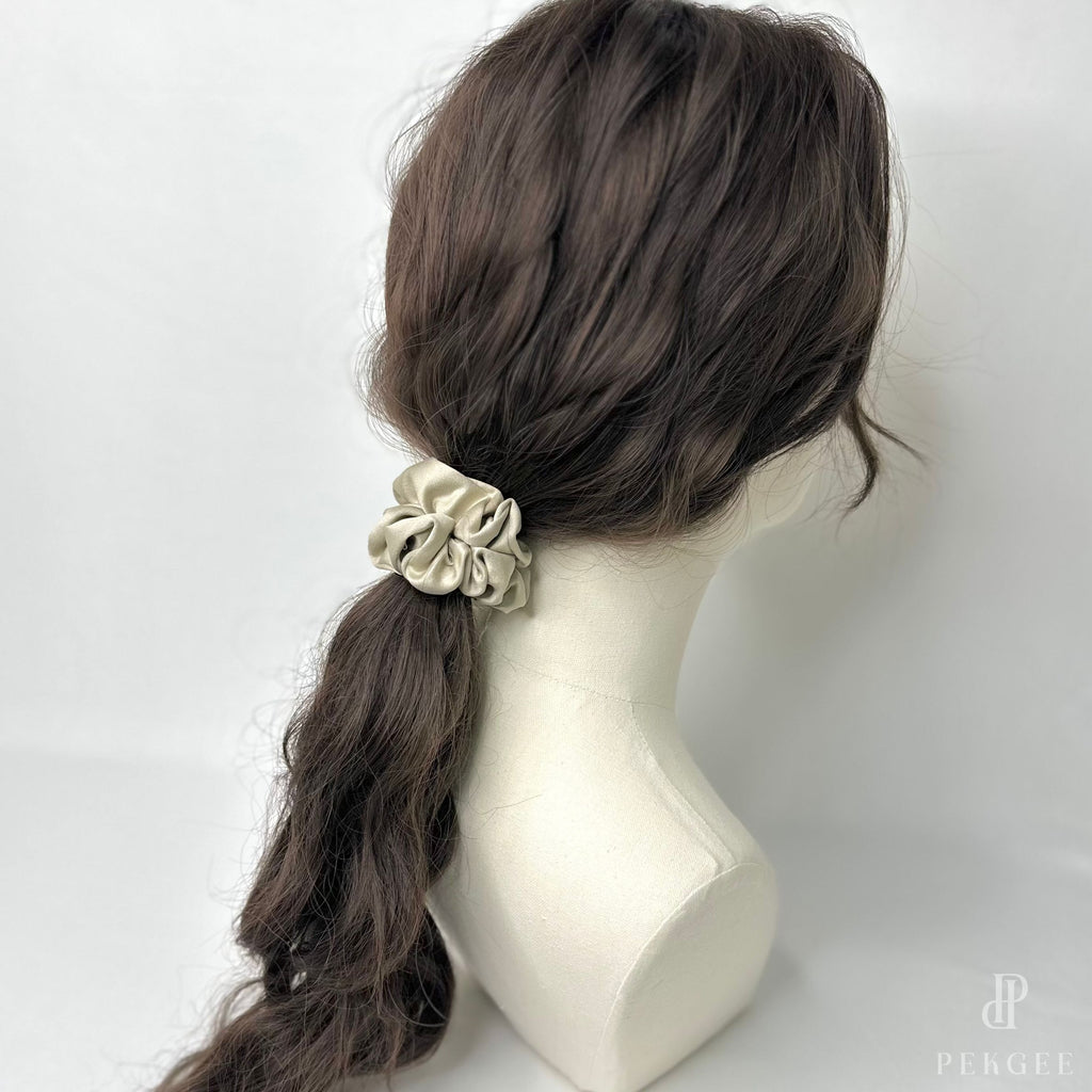 Signature Satin Scrunchies | Light Raffia