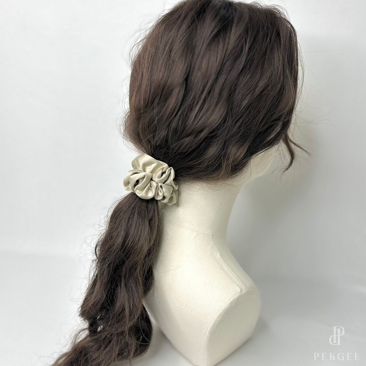 Signature Satin Scrunchies | Light Raffia