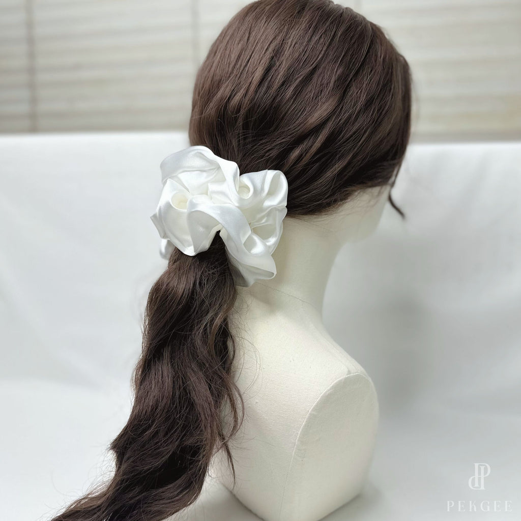 Signature Satin Scrunchies | Pearl White