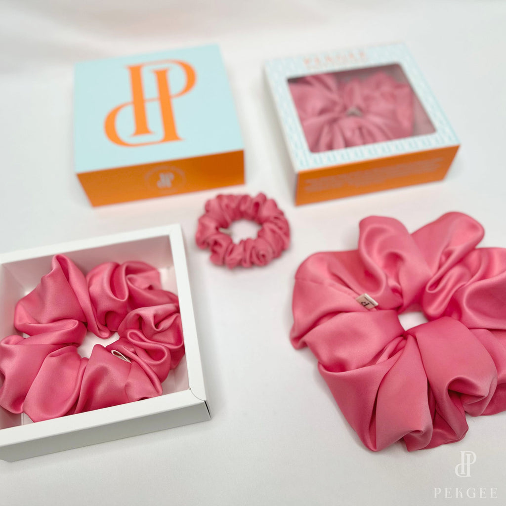 Signature Satin Scrunchies | Flamingo Pink
