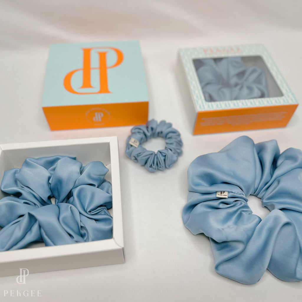 Signature Satin Scrunchies | Lulworth Blue