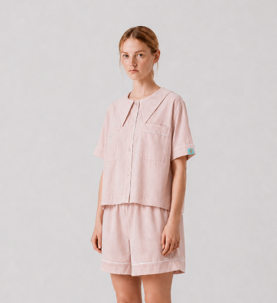Dream Of Tone |  Dream Petal  Short Sleeve (Pink + White)