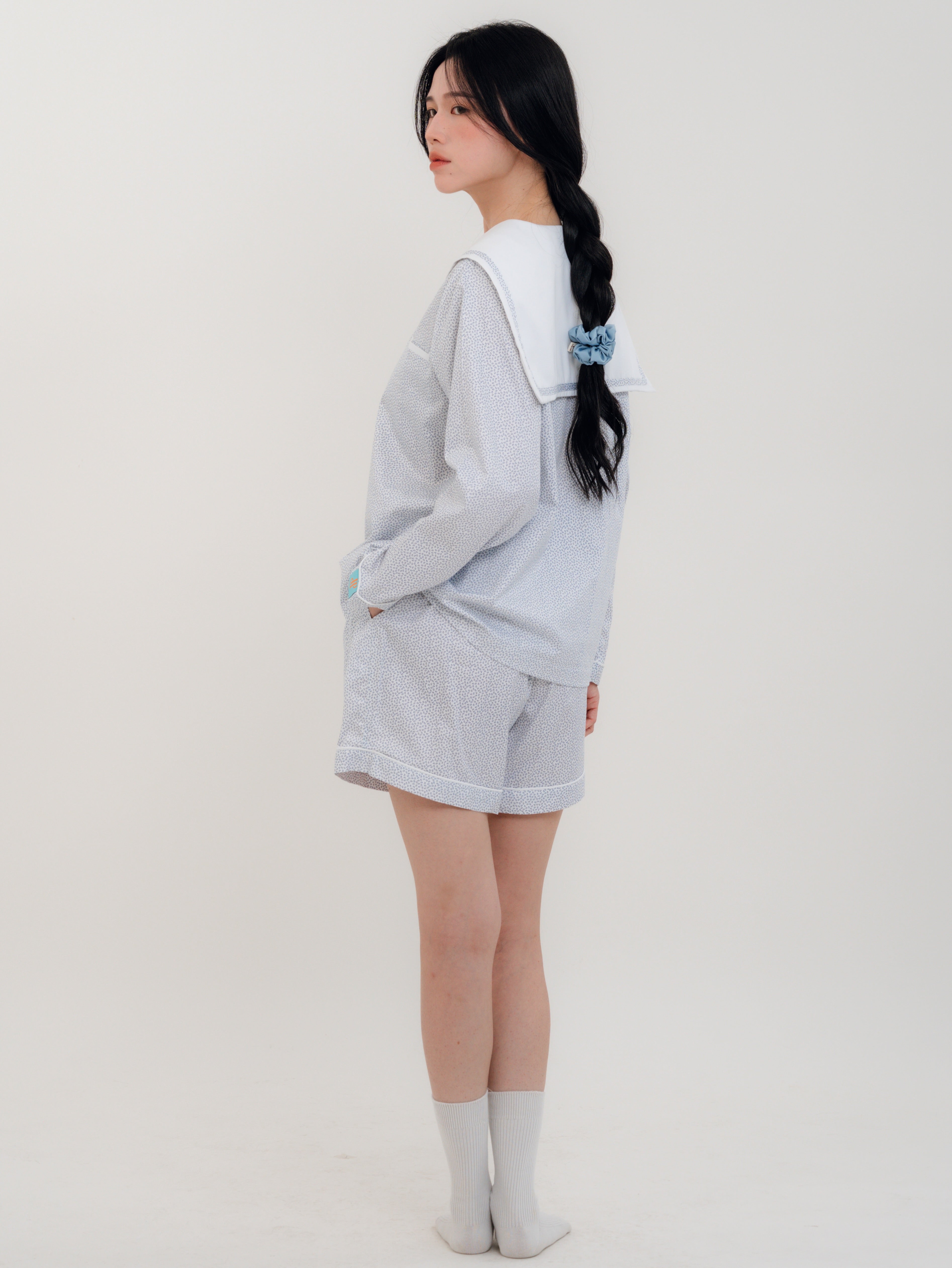 Back view of PEKGEE Sailorette Frosted_Petals handmade pyjama set.