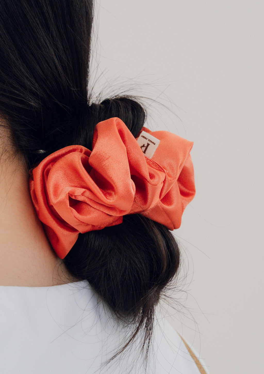 PEKGEE Signature Satin Medium Size Scrunchie handmade from premium satin fabric.